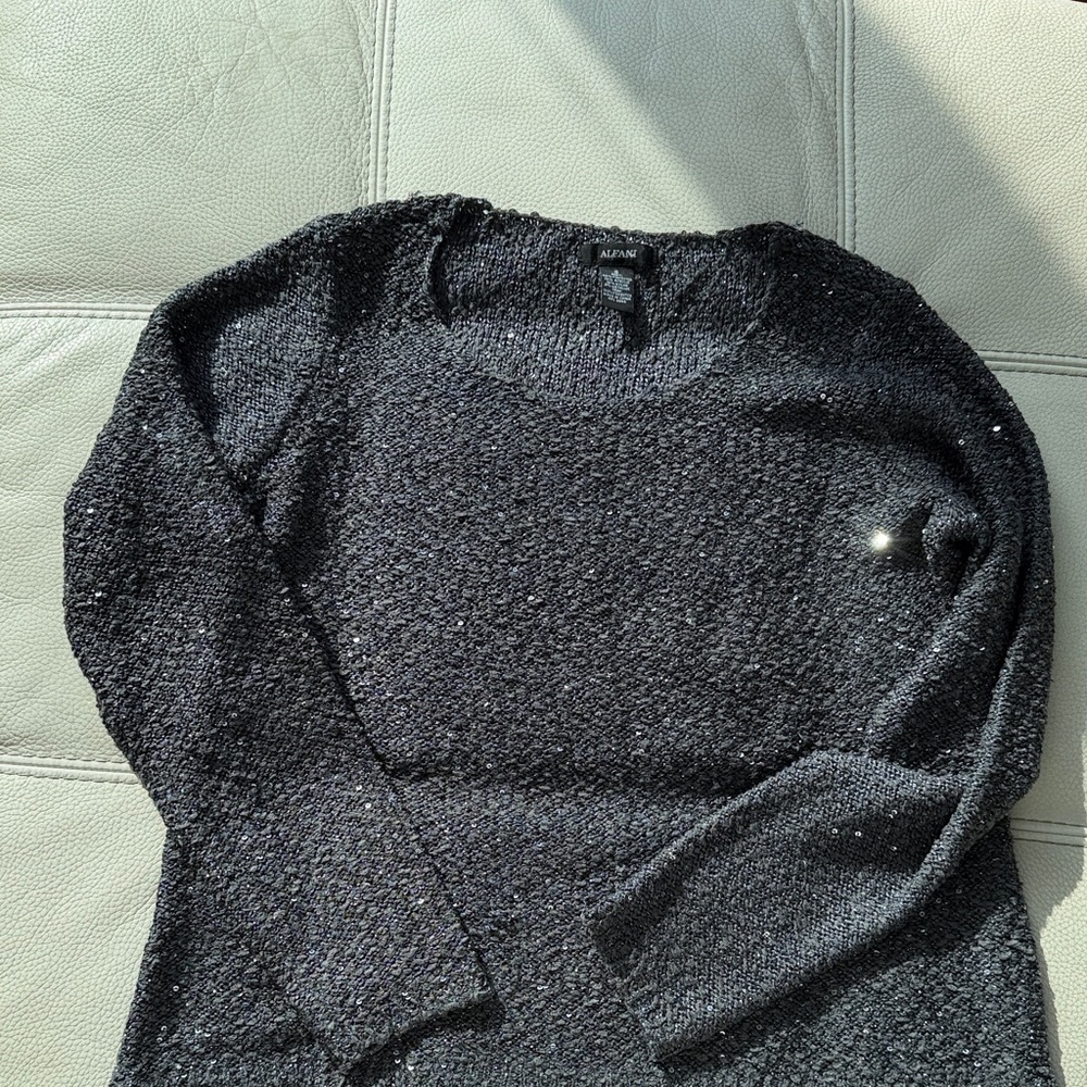 Alfani Gray Shimmer Knit Sweater